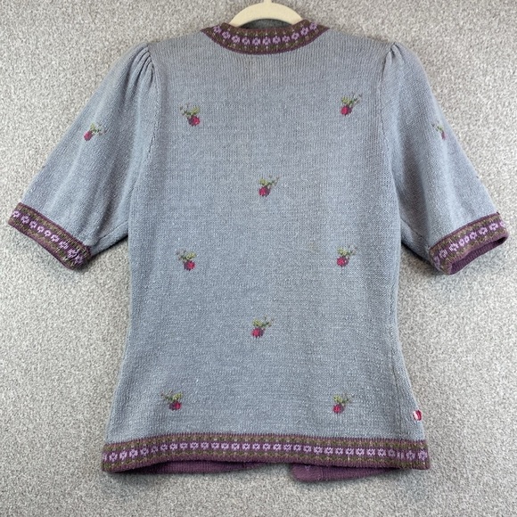 Vtg. Herman Geist hand embroidered cardigan S cottagecore floral 80's feminine - Picture 7 of 12
